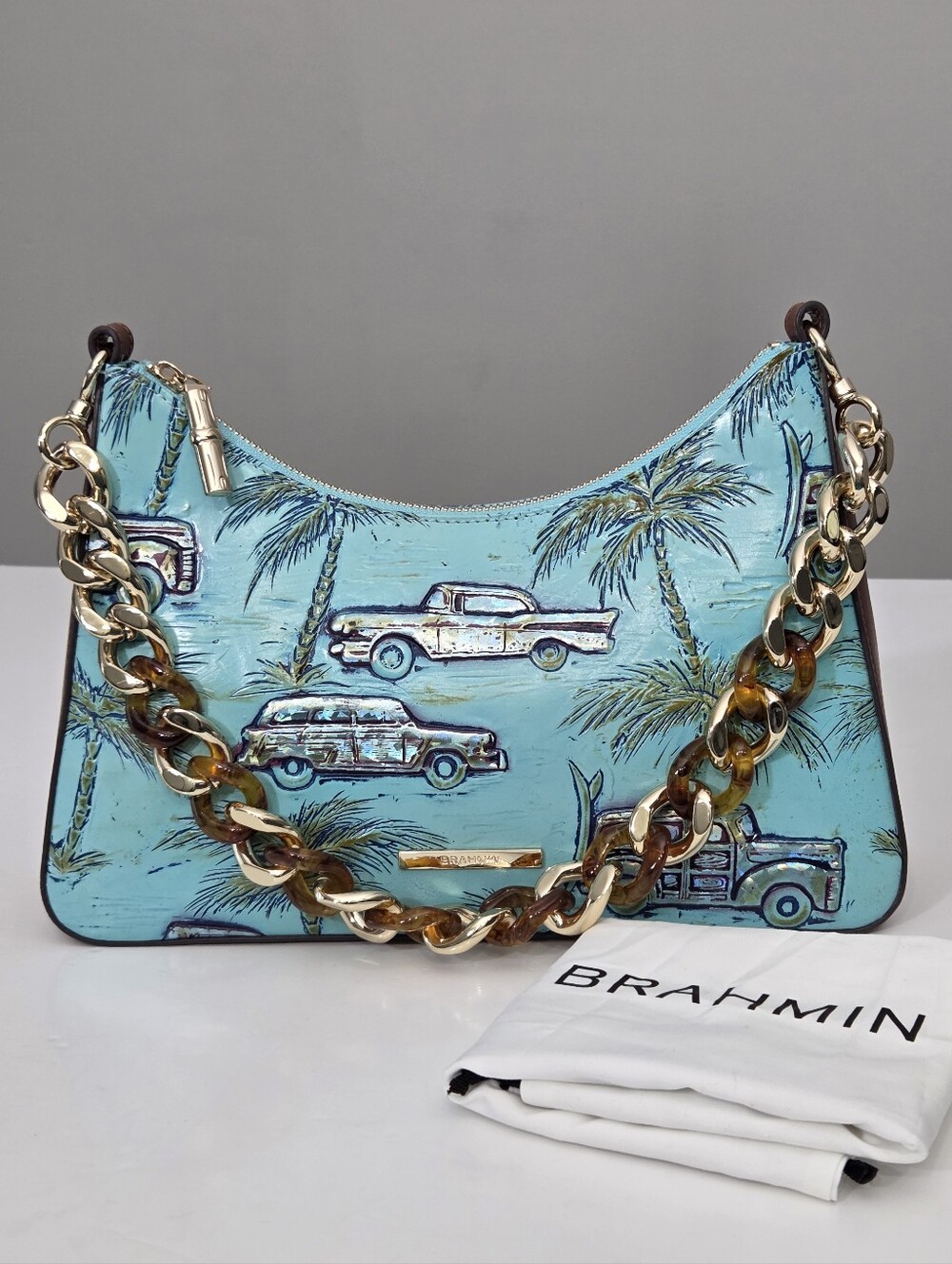 LIKE NEW BRAHMIN MOD ESME BAG - TROPIC BLUE COPA CABANA